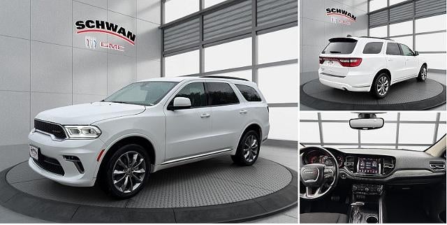 2021 Dodge Durango SXT Plus AWD in White — front three-quarter view