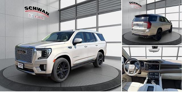 2022 GMC Yukon Denali in Pearl Beige Metallic — front three-quarter view