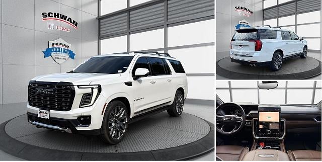 2025 GMC Yukon XL Denali Ultimate in White Frost Tricoat — front three-quarter view