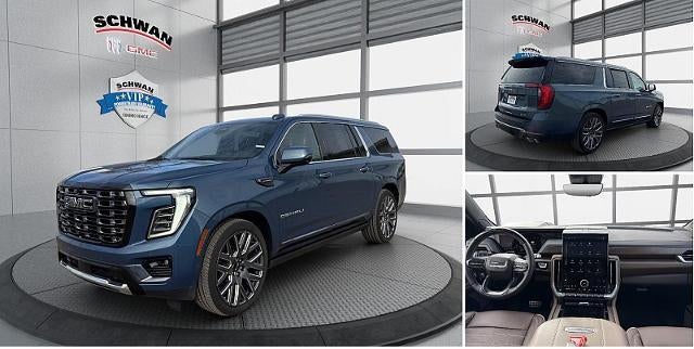 2025 GMC Yukon XL Denali Ultimate in Downpour Metallic — front three-quarter view